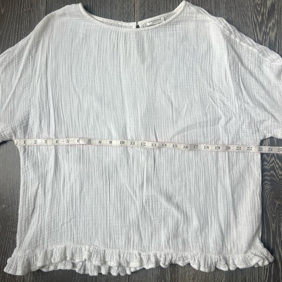 Beachlunchlounge white gauze ruffle short sleeve shirt top coverup size small - Picture 10 of 11